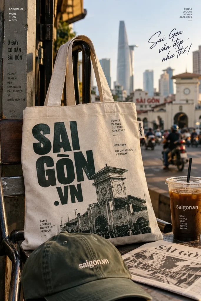Mẫu túi tote Saigon.vn Chợ Bến Thành mang tinh thần đường phố